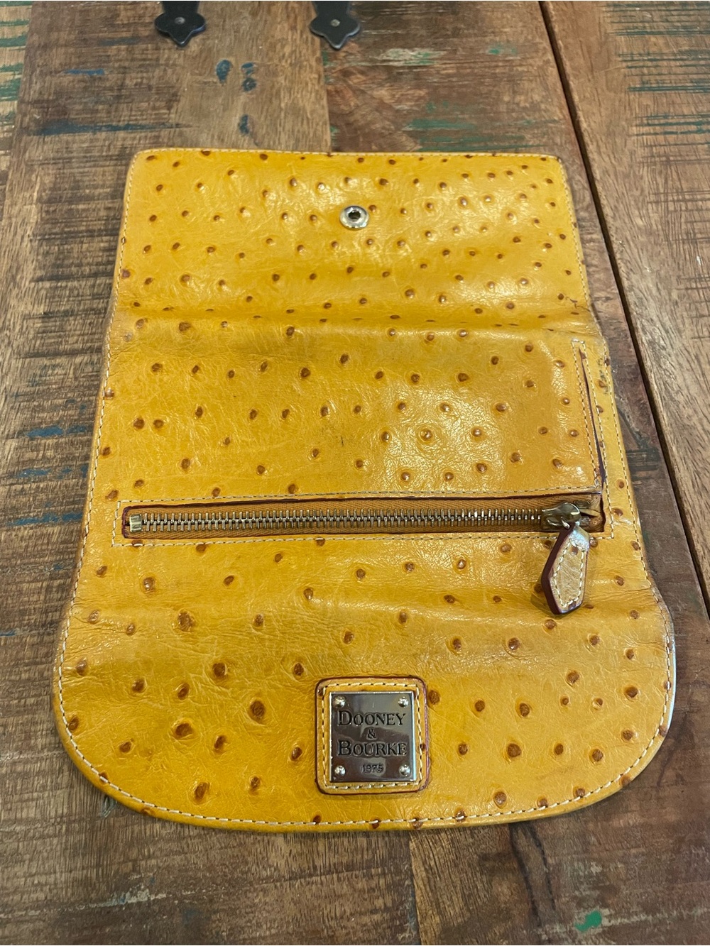 Dooney & Bourke Yellow Ostrich-Embossed Wallet - Picture 7 of 7